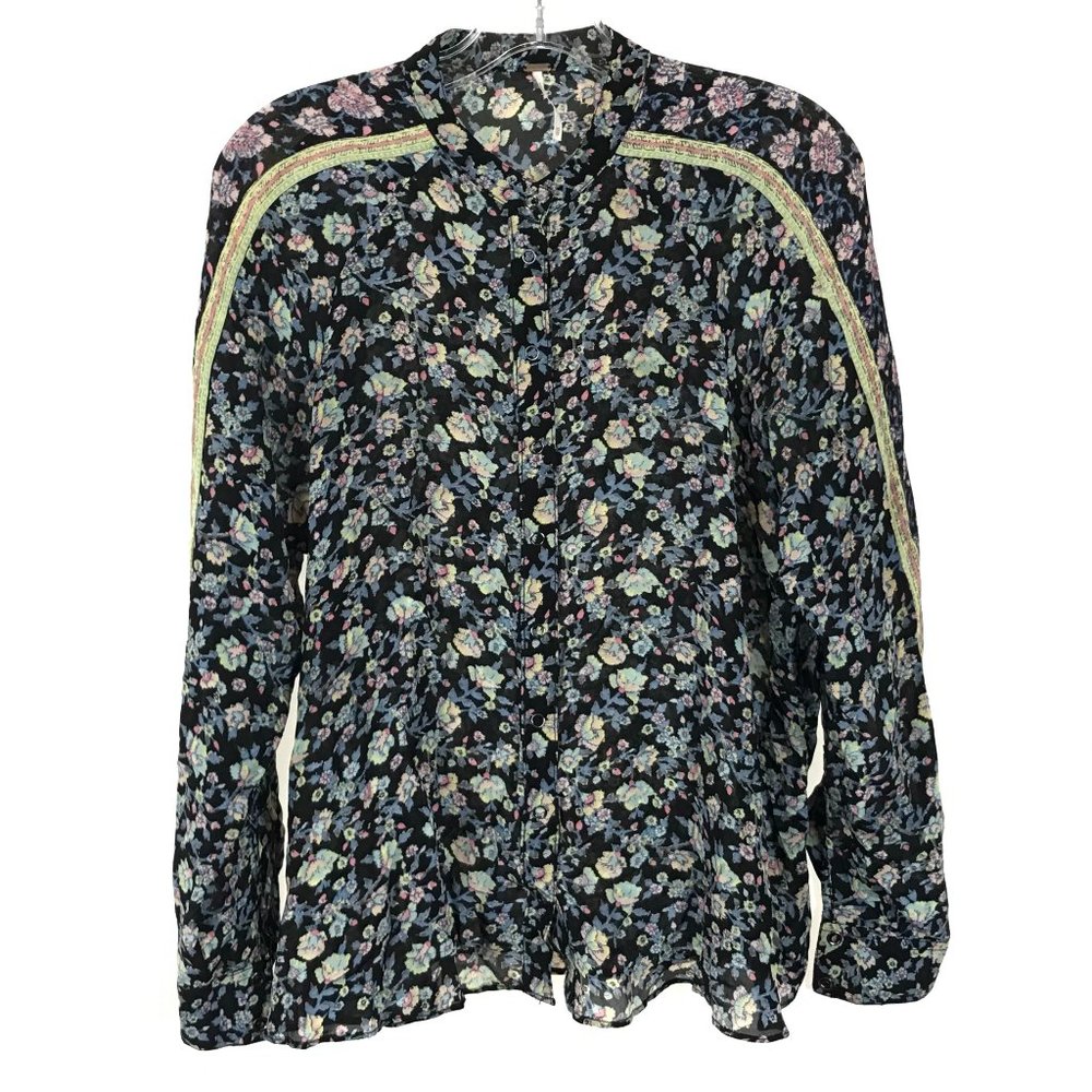 Womens Size XS Anthropologie Free People Multicolor Skyway Drive In Blouse